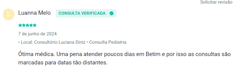 Avaliação 6 de paciente sobre a Dra. Luciana Gomide